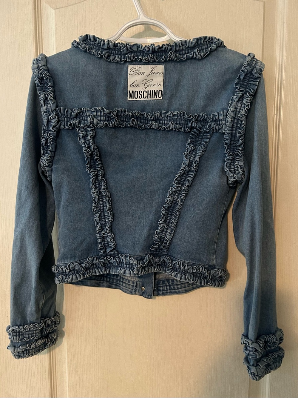 Moschino Blue Denim Ruffle Jacket - Picture 4 of 11